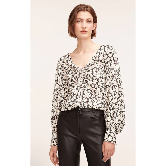 Rebecca Taylor Paige Fleur Drawstring Long Sleeve Blouse Sz 8 - Picture 1 of 11